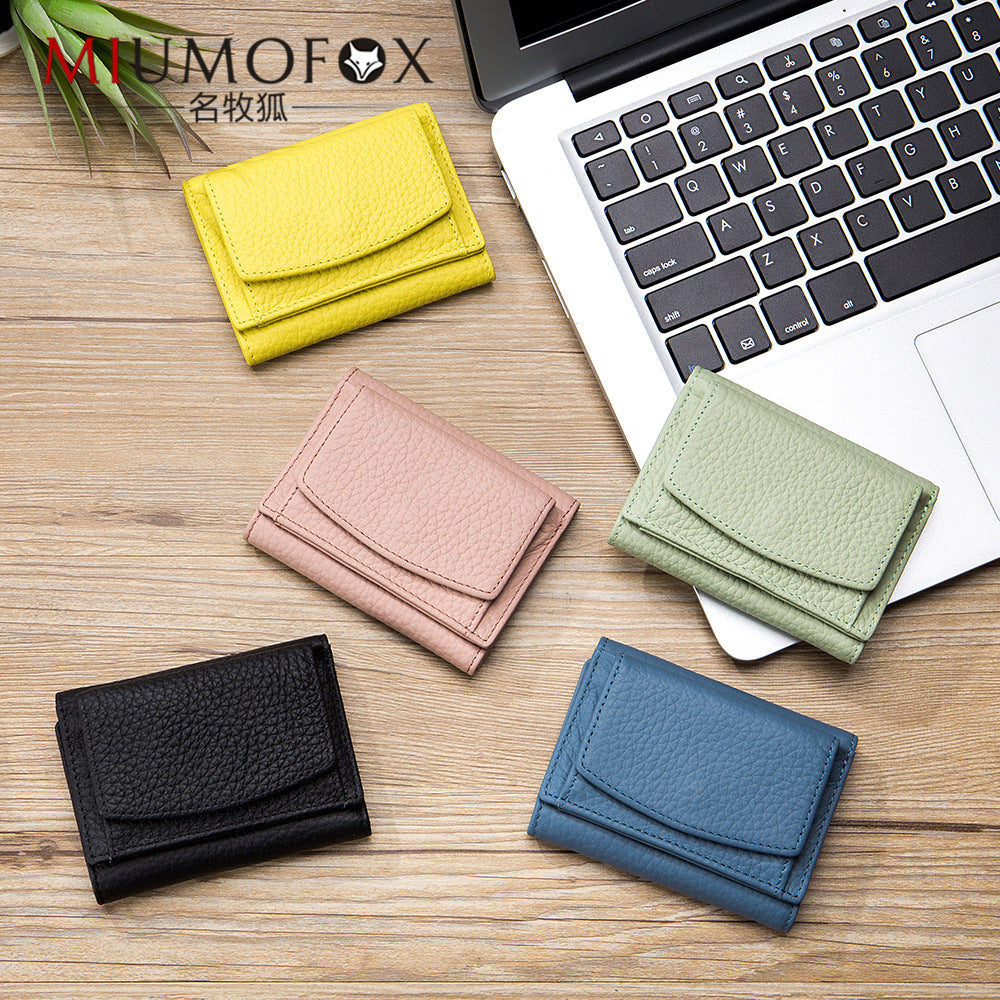 Wallet Rfid Shielded Japanese Foreign Trade Wallet First Layer Cowhide Mini Wallet Women's Ultra-thin