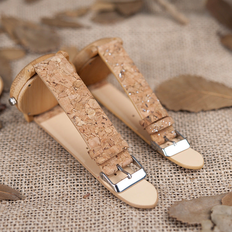 BOBO BIRD Simple Temperament Bamboo Wood Quartz Couple Watch With Japanese Movement As A Gift