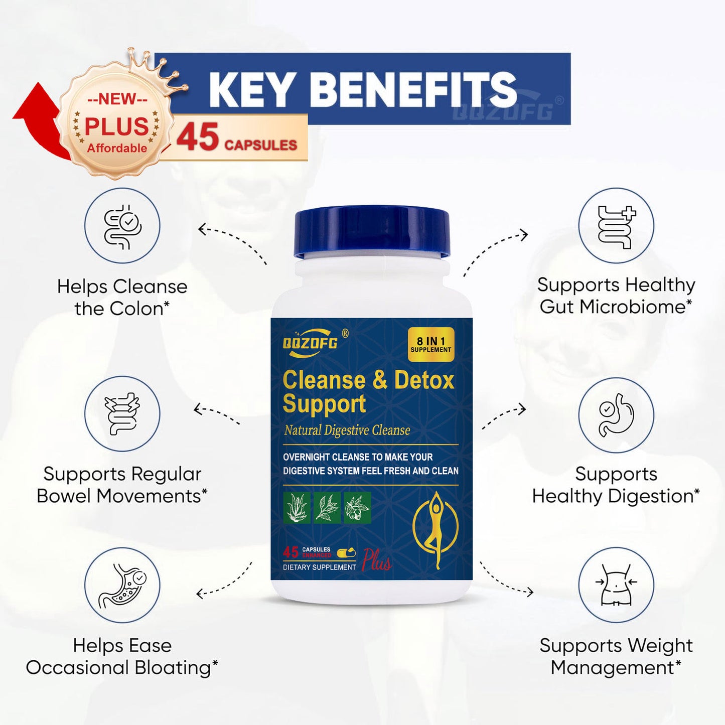 15daycleanse45 - Gut and Colon Support | CAaffeine Free | Advanced Formula with Senna, Cascara Sagrada, & Psyllium Husk | Non-GMO |
