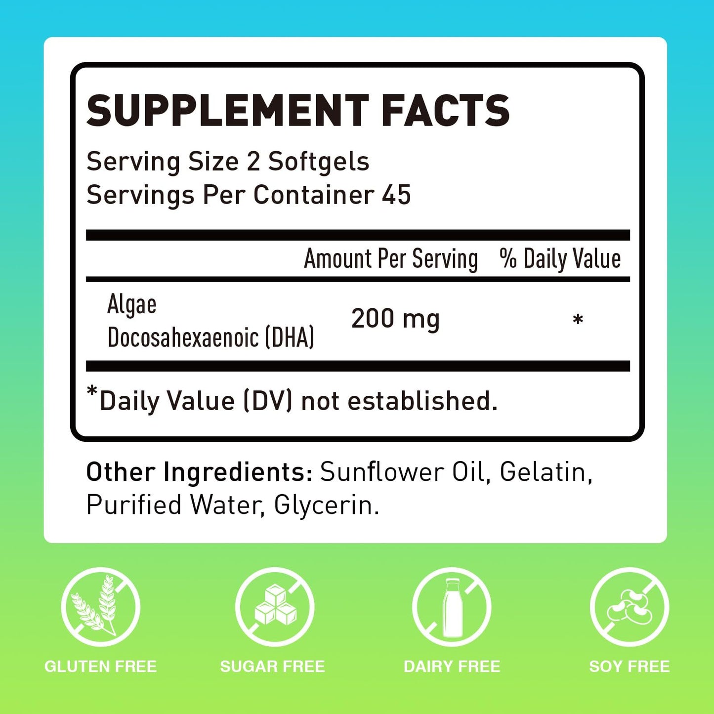 Novafun Algal sourced Omega-3& DHA Softgels for Kids, Brain, Eye and Heart Health, Cognitive & Immune Function, Learning, Social Development - Non-GMO - 200 mg - 45 Day Supply - 90 ct