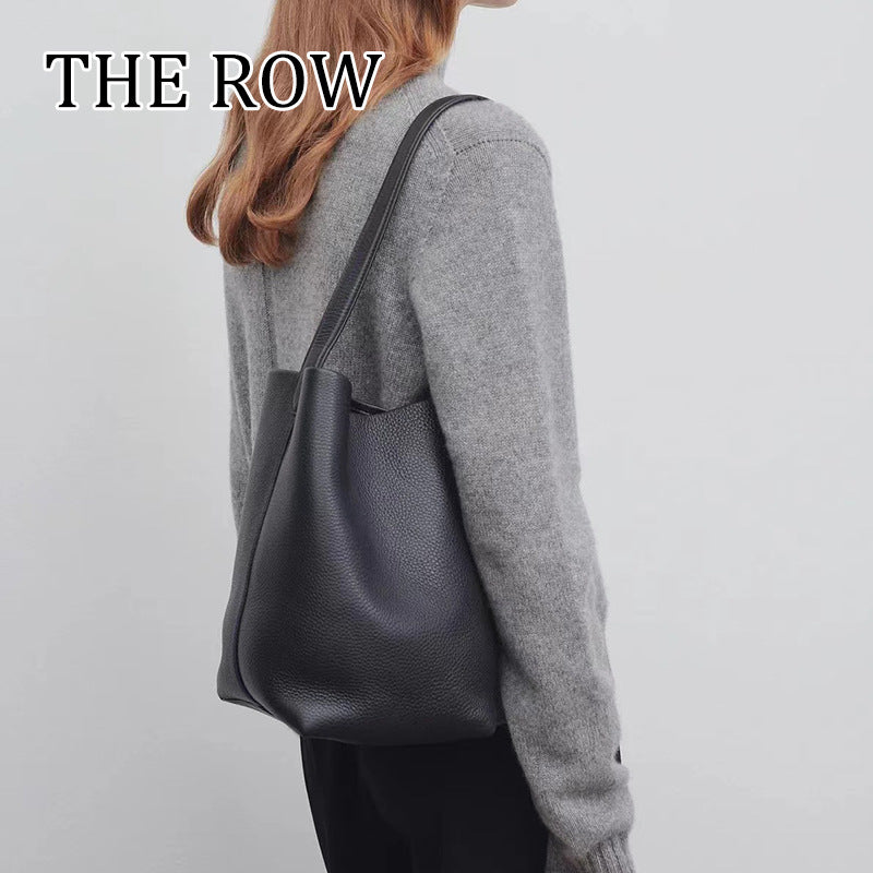 The Row Bucket Bag Genuine Leather Large Capacity Tote Bag European And American Fashion Shoulder Casual Women's Bag