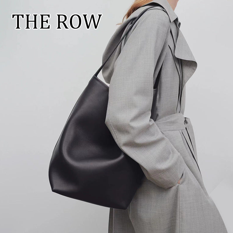 The Row Bucket Bag Genuine Leather Large Capacity Tote Bag European And American Fashion Shoulder Casual Women's Bag