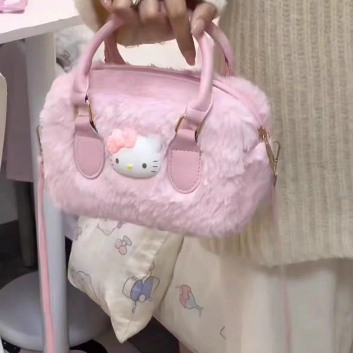 New Kitty Furry Handbag Texture Niche Fashion Versatile One-Shoulder Cross-Body Furry Bag