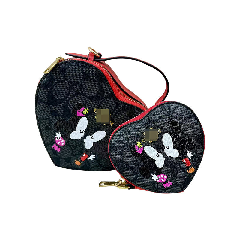 Women's Bag Cartoon Heart-shaped Bag Trendy All-match Shoulder Bag Personalized Messenger Bag