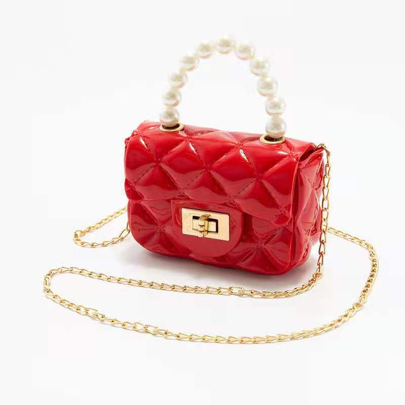Jelly Bag Ladies Shoulder Tote Bag Women Fashion Pearl Chain Portable Mini Diagonal Small Bag Factory Spot