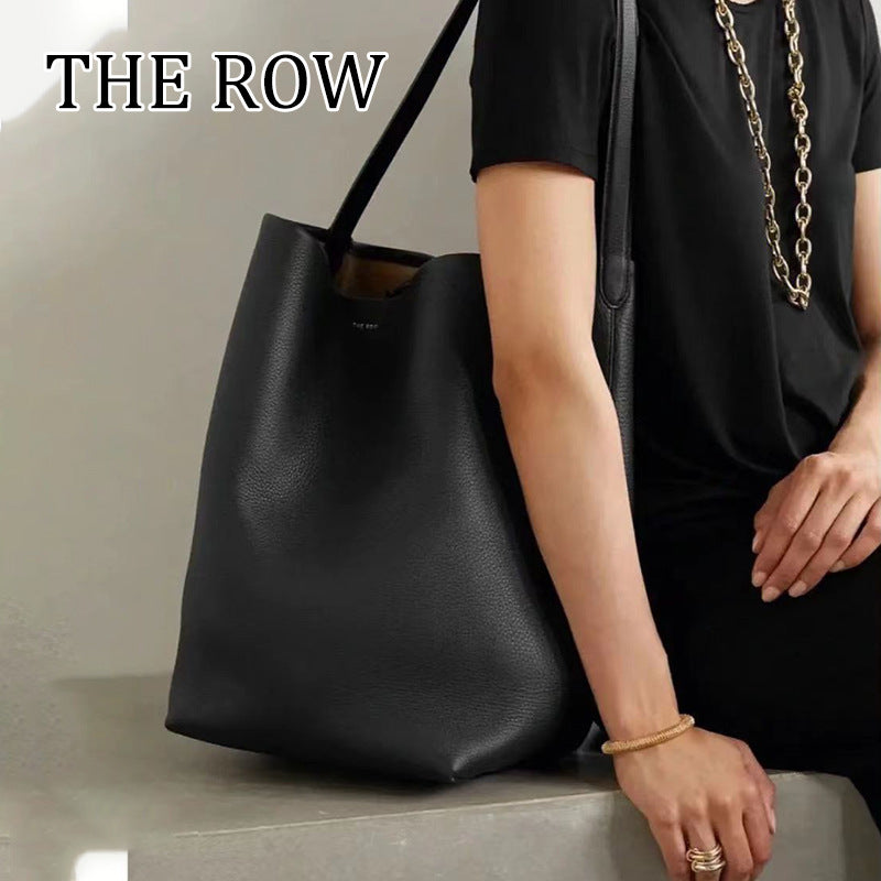 The Row Bucket Bag Genuine Leather Large Capacity Tote Bag European And American Fashion Shoulder Casual Women's Bag