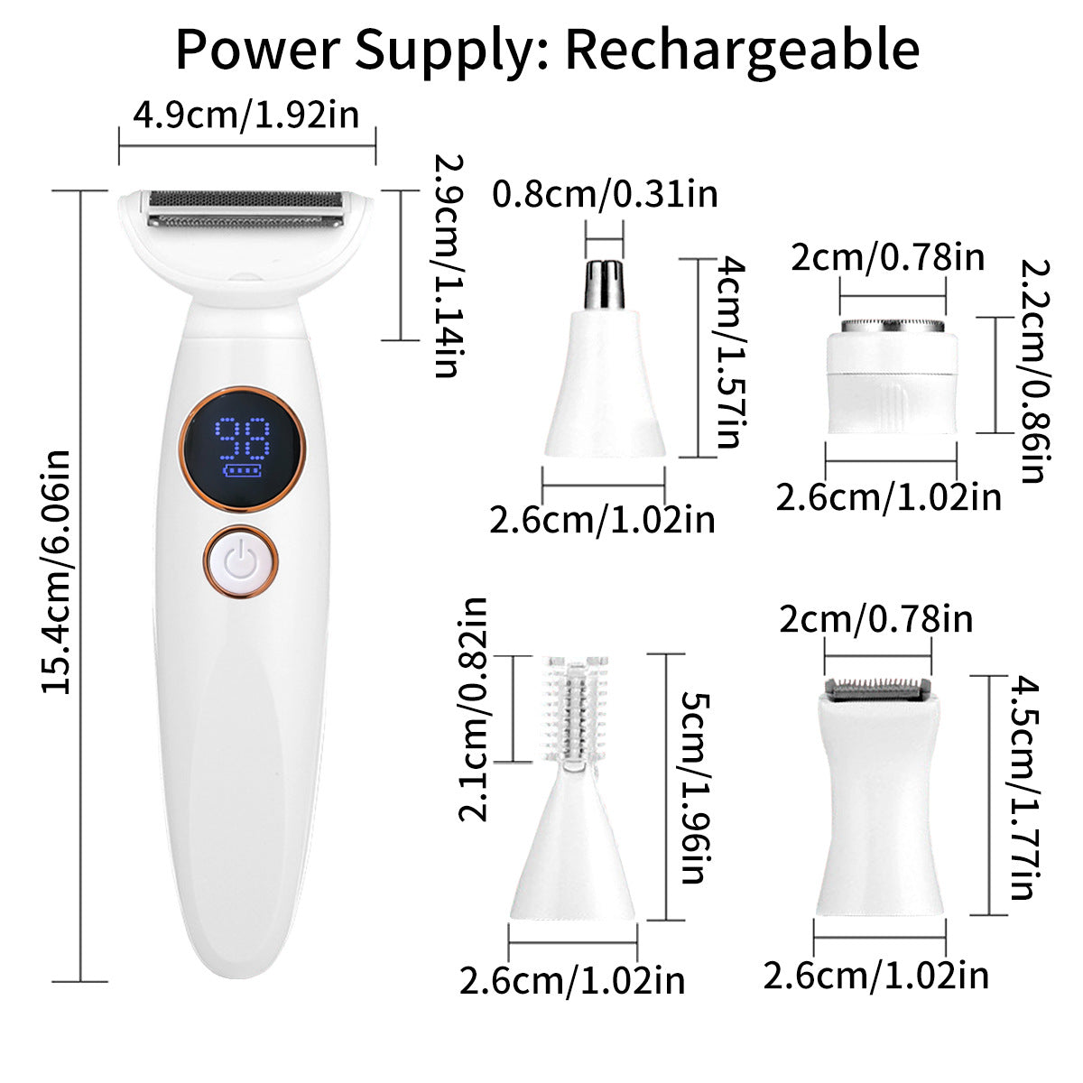 Amazon New Multifunctional Women's Hair Shaving Full Body Waterproof Type-C Rechargeable Hair Epilator Lithium Battery Digital Display