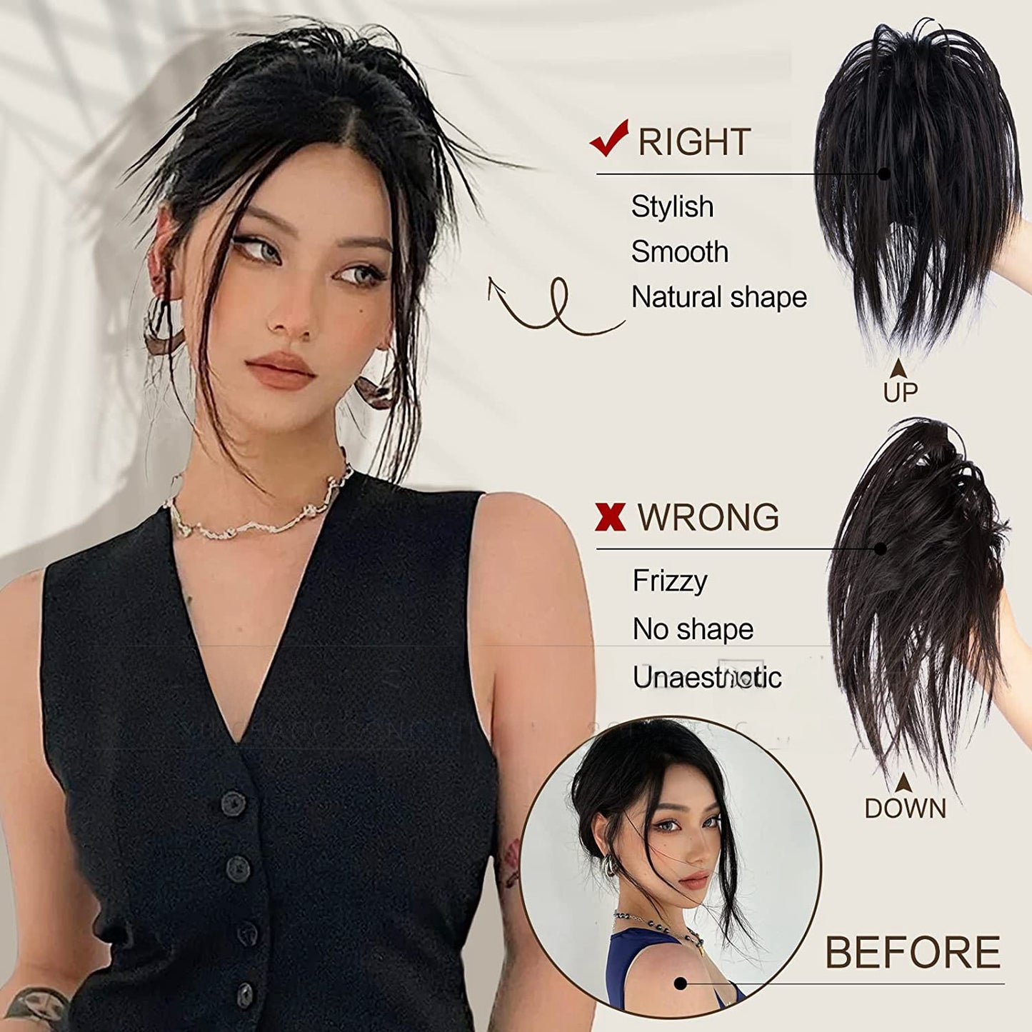 Ball Head Wig Grab Clip Hot Girl Headdress Hair Package Lazy Fluffy Dish Wig Shark Clip Wig Hair Ring