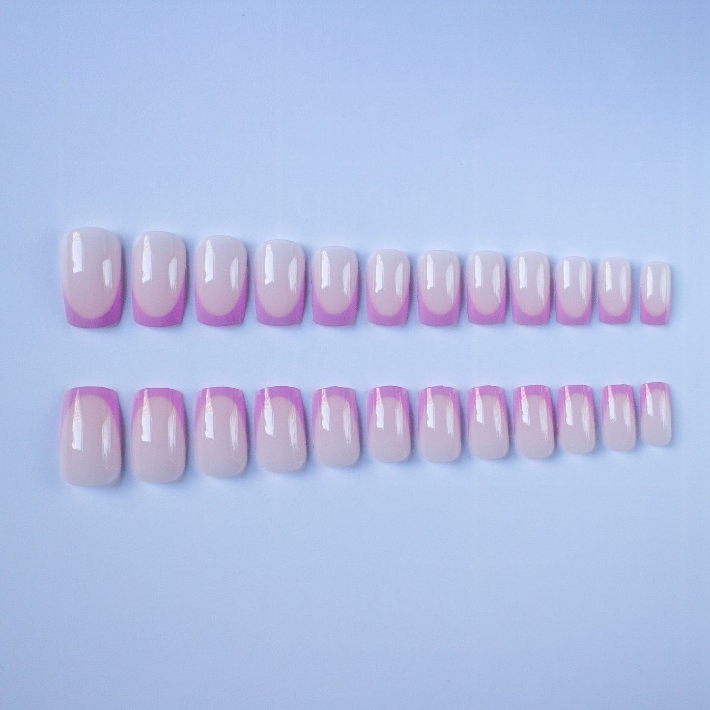 Wear Armour European And American Square Head Purple French Simple Nail Art 24 Removable Fake Nails