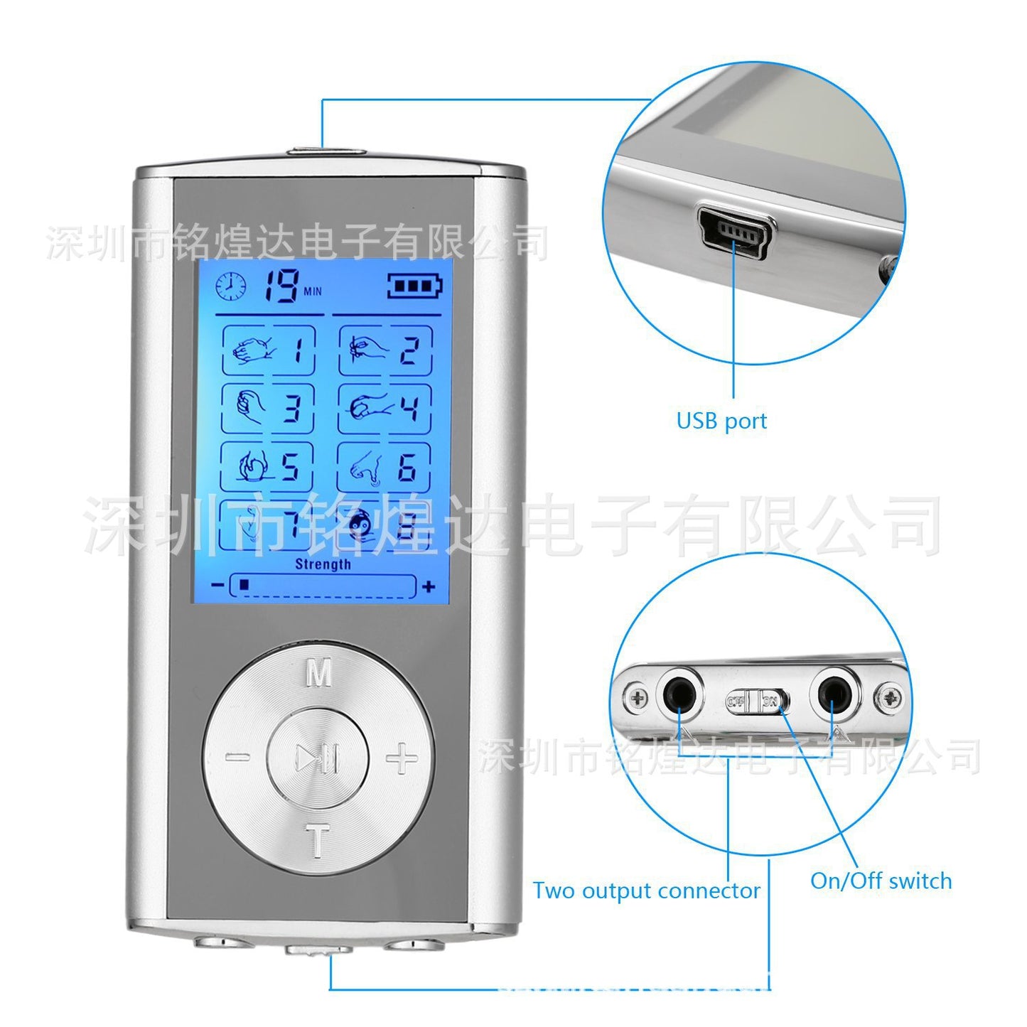 8 Modes TENS Physiotherapy Instrument EMS Cross-border Amazon Charging Mini Low Frequency Meridian Acupuncture Acupoint Massager