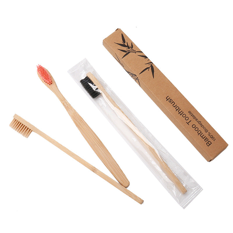 Disposable Bamboo Toothbrush Hotel B&amp;B Bamboo Toothbrush Bamboo Charcoal Soft Kraft Paper Box