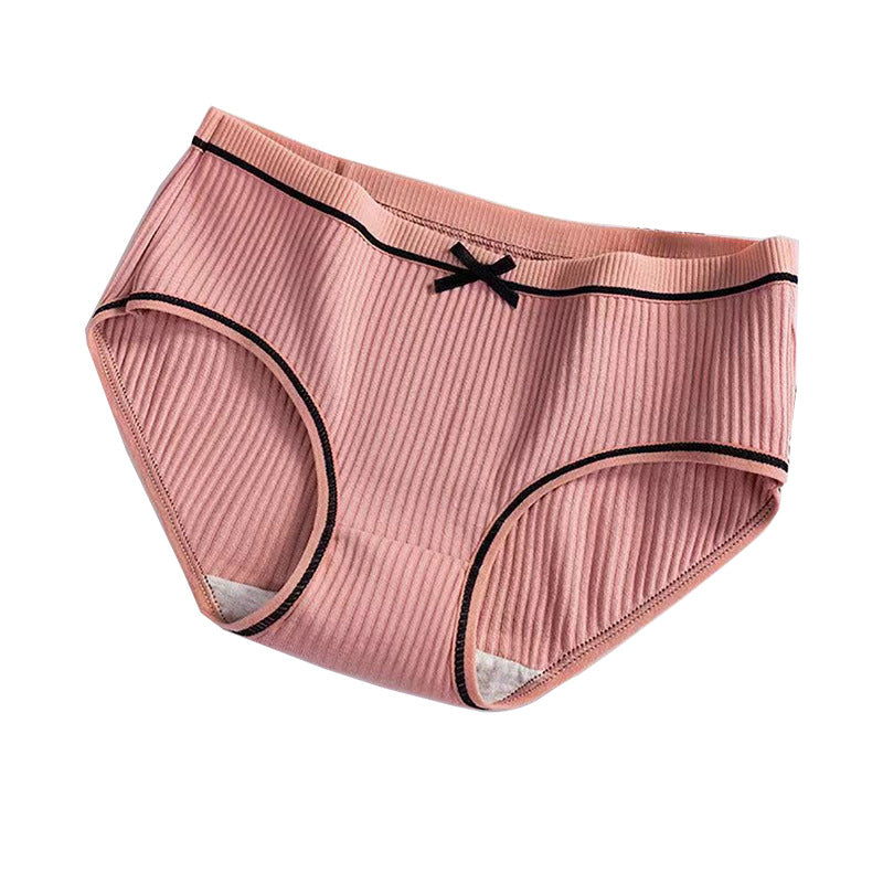 Factory Direct Cotton Panties Ladies Threaded Cotton Bow Breathable Sexy Mid-waist Girls Japanese Briefs