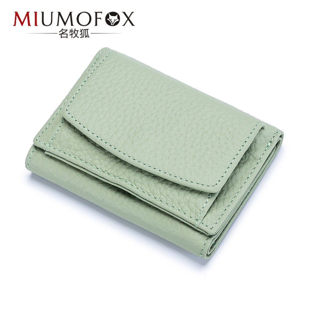 Wallet Rfid Shielded Japanese Foreign Trade Wallet First Layer Cowhide Mini Wallet Women&#039;s Ultra-thin