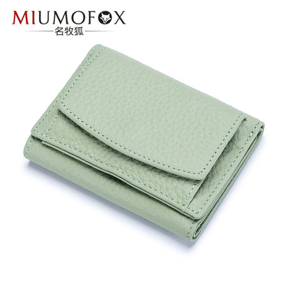Wallet Rfid Shielded Japanese Foreign Trade Wallet First Layer Cowhide Mini Wallet Women&#039;s Ultra-thin