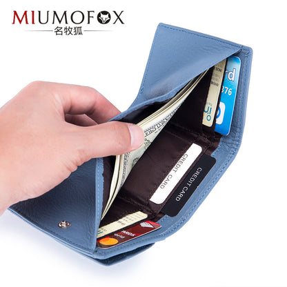 Wallet Rfid Shielded Japanese Foreign Trade Wallet First Layer Cowhide Mini Wallet Women&#039;s Ultra-thin