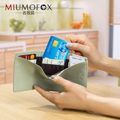 Wallet Rfid Shielded Japanese Foreign Trade Wallet First Layer Cowhide Mini Wallet Women&#039;s Ultra-thin