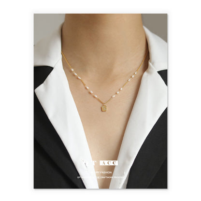 Brass Real Gold Plated Natural Real Pearl Necklace Women