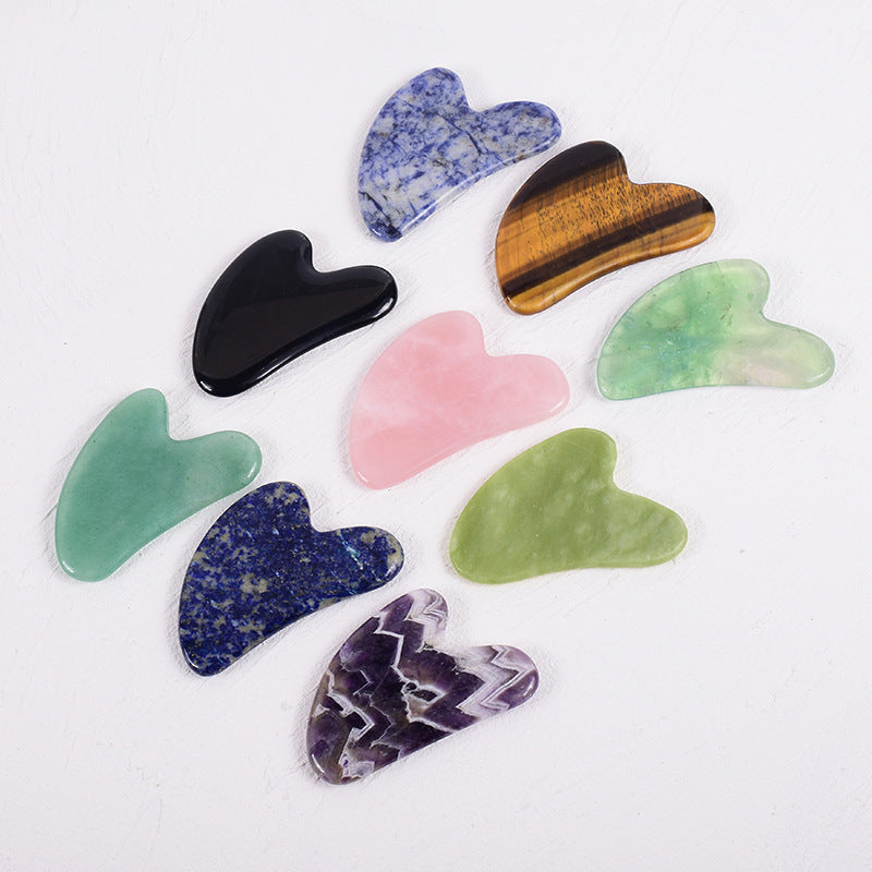 Jade Scraping Board Powder Crystal Scraping Board Facial  Scraping Tablet Heart-shaped Massage Scraping Board Scraping Board