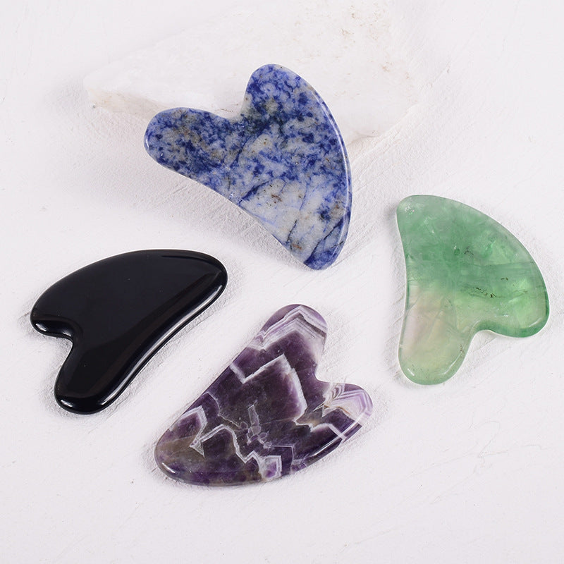 Jade Scraping Board Powder Crystal Scraping Board Facial  Scraping Tablet Heart-shaped Massage Scraping Board Scraping Board