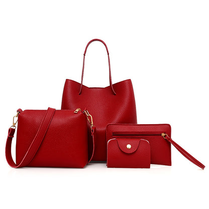 Fashion New Solid Color Mother And Child Bag European And American Style Mother And Child Bag Four-piece Female Bag Simple Shoulder Bag