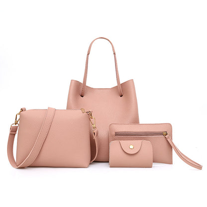 Fashion New Solid Color Mother And Child Bag European And American Style Mother And Child Bag Four-piece Female Bag Simple Shoulder Bag
