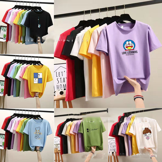 Foreign Trade Inventory Women&#039;s Summer New Style Hedging Ladies Short-sleeved T-shirt Wholesale Tail Goods Clearance Stall 1688 Clothing