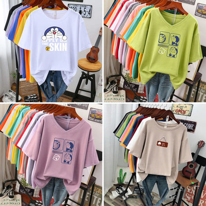 Foreign Trade Inventory Women&#039;s Summer New Style Hedging Ladies Short-sleeved T-shirt Wholesale Tail Goods Clearance Stall 1688 Clothing
