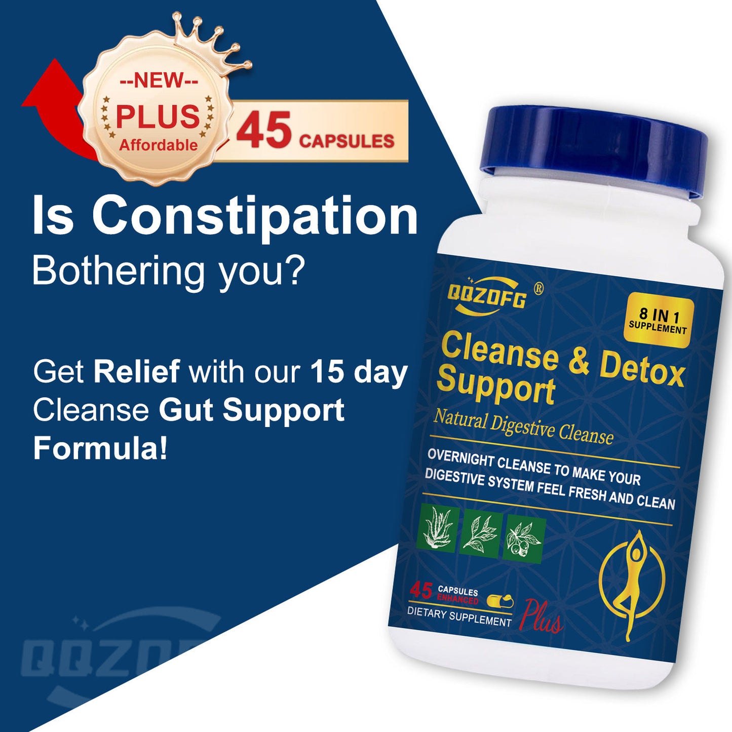 15daycleanse45 - Gut and Colon Support | CAaffeine Free | Advanced Formula with Senna, Cascara Sagrada, &amp; Psyllium Husk | Non-GMO |