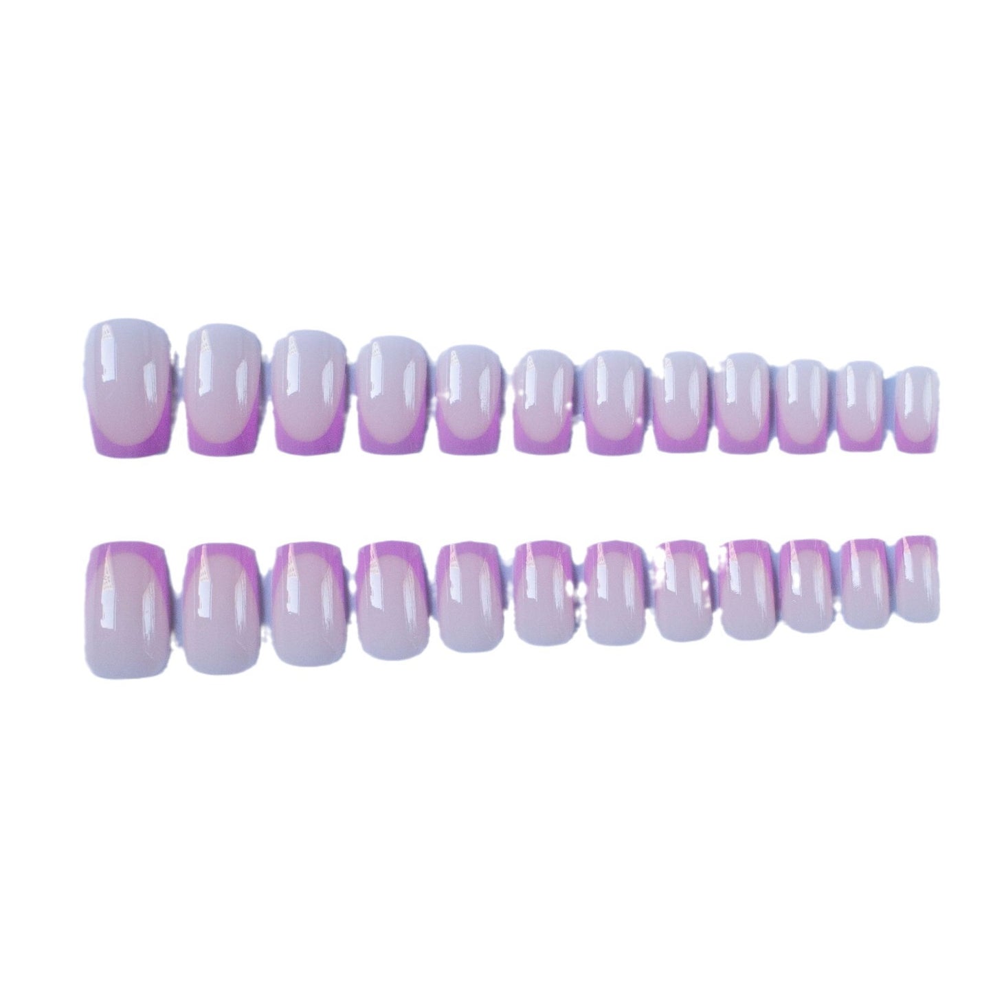 Wear Armour European And American Square Head Purple French Simple Nail Art 24 Removable Fake Nails
