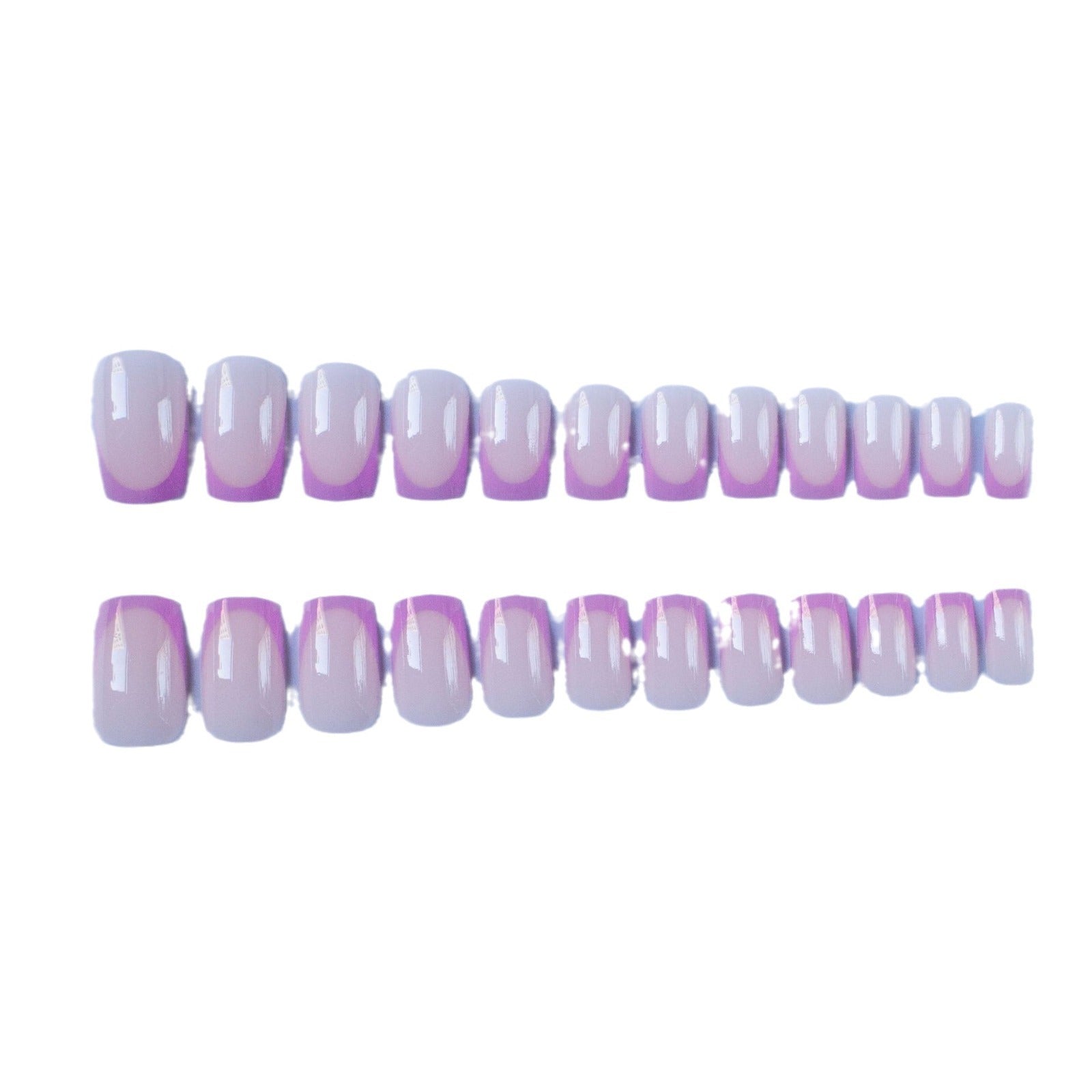 Wear Armour European And American Square Head Purple French Simple Nail Art 24 Removable Fake Nails