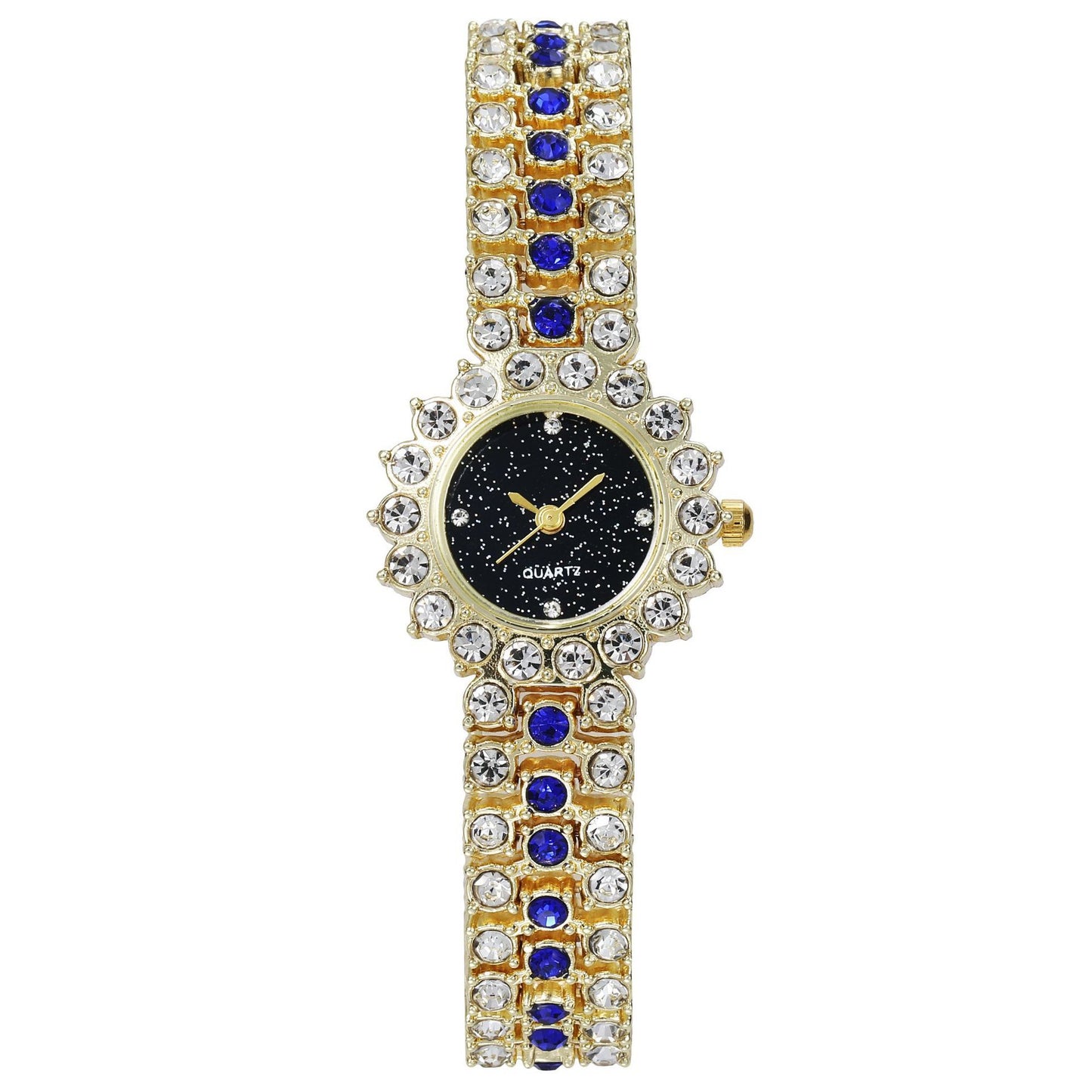 Fashion Full Diamond Women&#039;s Watch Bracelet Watch Star Surface Simple Temperament Round Water Diamond British Watch