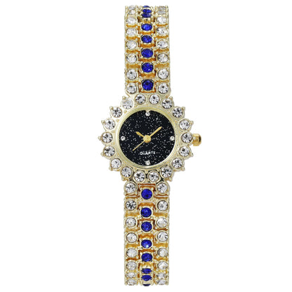 Fashion Full Diamond Women&#039;s Watch Bracelet Watch Star Surface Simple Temperament Round Water Diamond British Watch