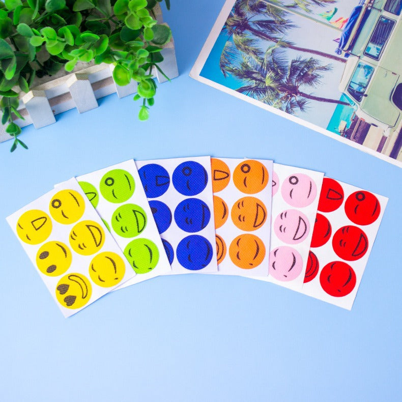 Cartoon Six-Pack Repellent And Anti-Mosquito Stickers For Summer Outdoor Cool Smiling Face Mosquito Repellent Stickers With Cute Expressions And Plant Essential Oil Anti-Mosquito Stickers
