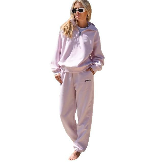 Casual Fashion Thickened Embroidered Long Sleeve Sweat Pants Two-piece Suit