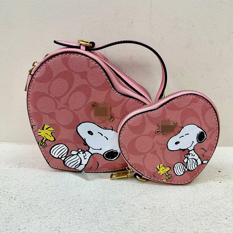 Women&#039;s Bag Cartoon Heart-shaped Bag Trendy All-match Shoulder Bag Personalized Messenger Bag