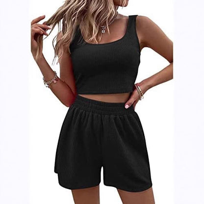 Girl Style Fresh Sweet Women&#039;s Clothing Knitted Sleeveless Fashionable Casual Solid Color Set