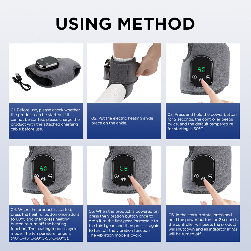 New Rechargeable Ankle Protection Hot Compress Massage Relaxation Ankle Support Joint Electric Foot Massager