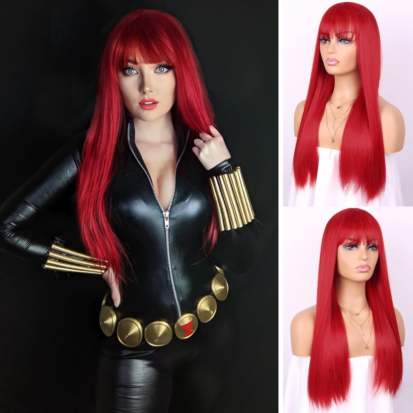 Women&#039;s Wig Cosplay Color Straight Bangs Long Straight Hair Chemical Fiber Wig Headgear