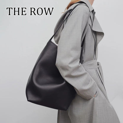 The Row Bucket Bag Genuine Leather Large Capacity Tote Bag European And American Fashion Shoulder Casual Women&#039;s Bag