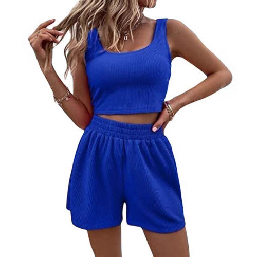 Girl Style Fresh Sweet Women&#039;s Clothing Knitted Sleeveless Fashionable Casual Solid Color Set