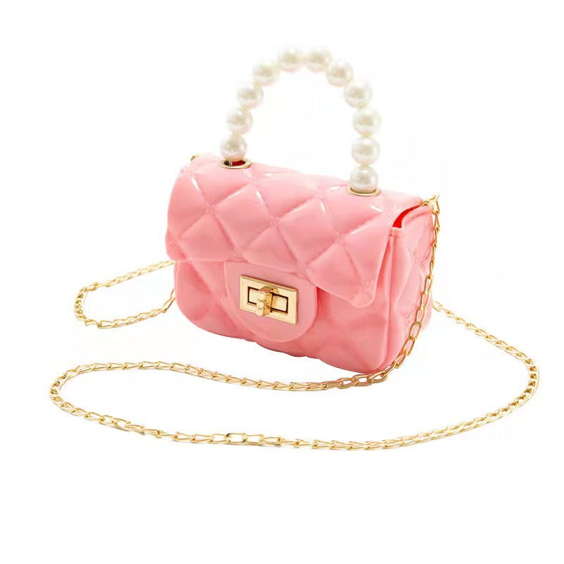 Jelly Bag Ladies Shoulder Tote Bag Women Fashion Pearl Chain Portable Mini Diagonal Small Bag Factory Spot
