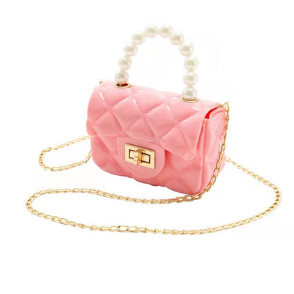 Jelly Bag Ladies Shoulder Tote Bag Women Fashion Pearl Chain Portable Mini Diagonal Small Bag Factory Spot