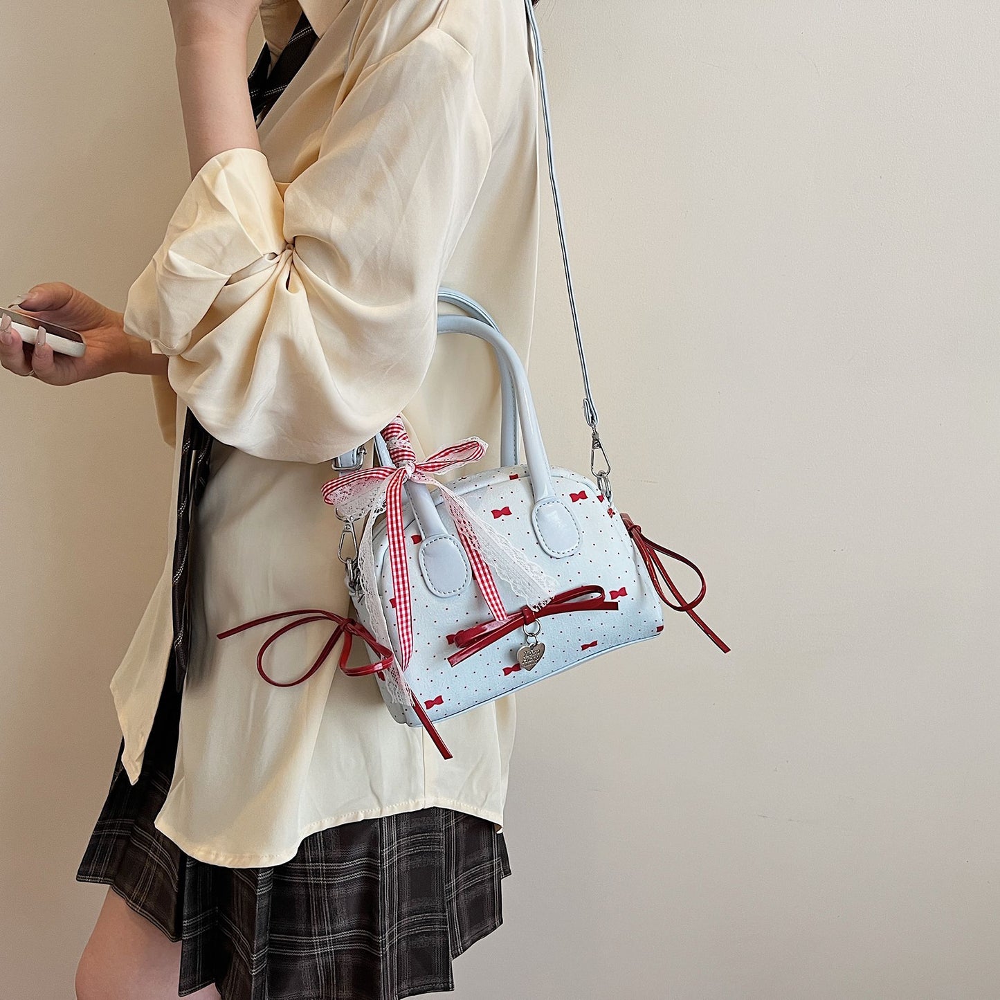 Small Bags For Women New Bags Bow Handbags Shoulder Bags Crossbody Bags Semi-Circular Handbags