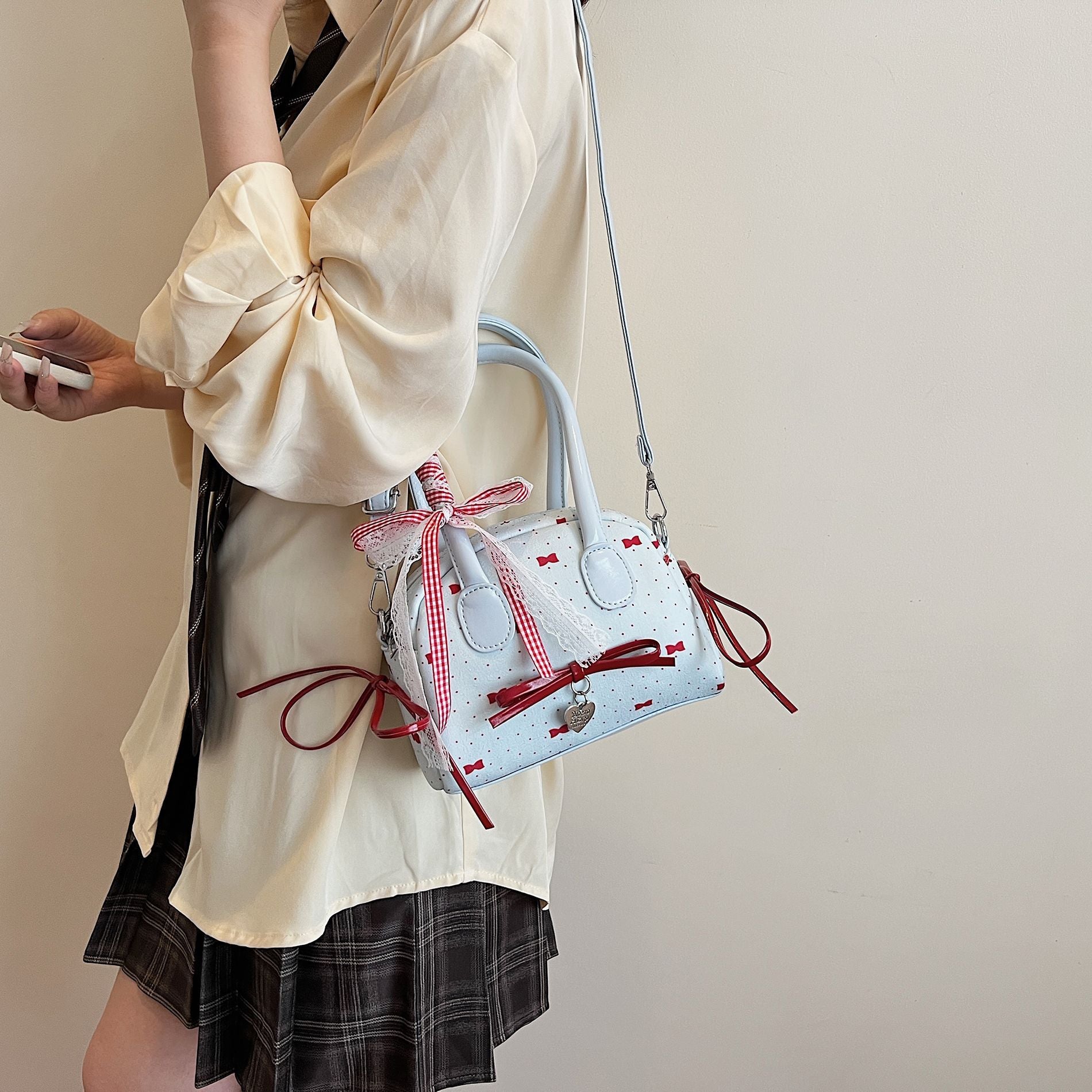 Small Bags For Women New Bags Bow Handbags Shoulder Bags Crossbody Bags Semi-Circular Handbags