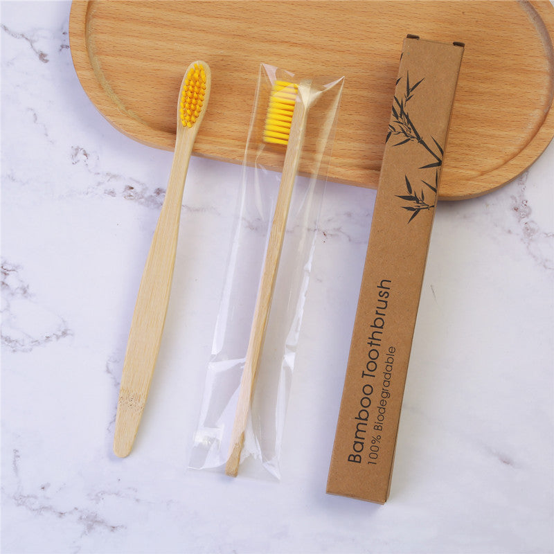 Disposable Bamboo Toothbrush Hotel B&amp;B Bamboo Toothbrush Bamboo Charcoal Soft Kraft Paper Box