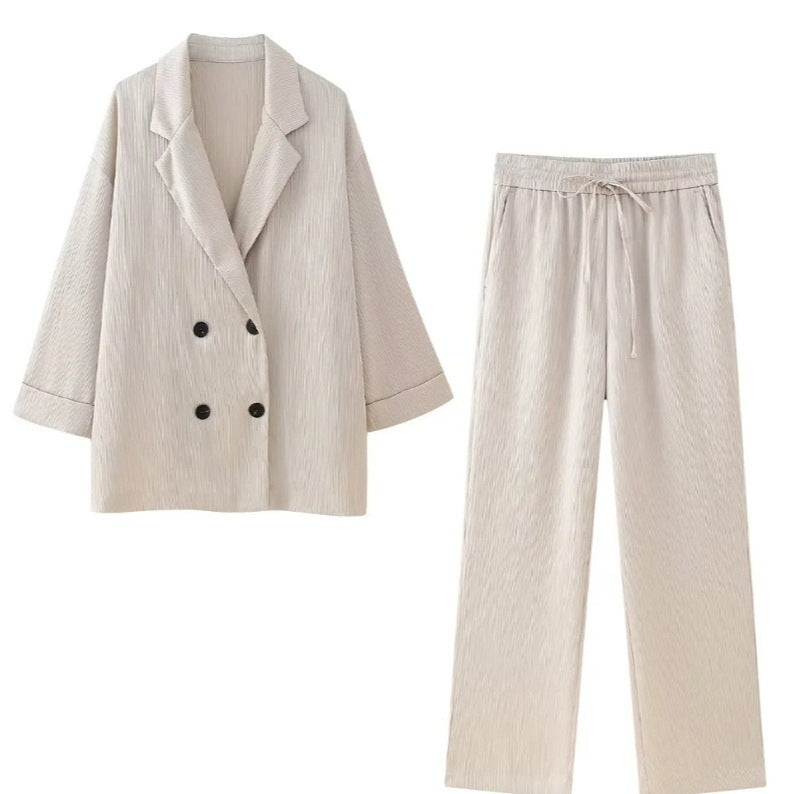 Women&#039;s AliExpress INS Explosions Crease Suit Jacket Casual Pants Suit
