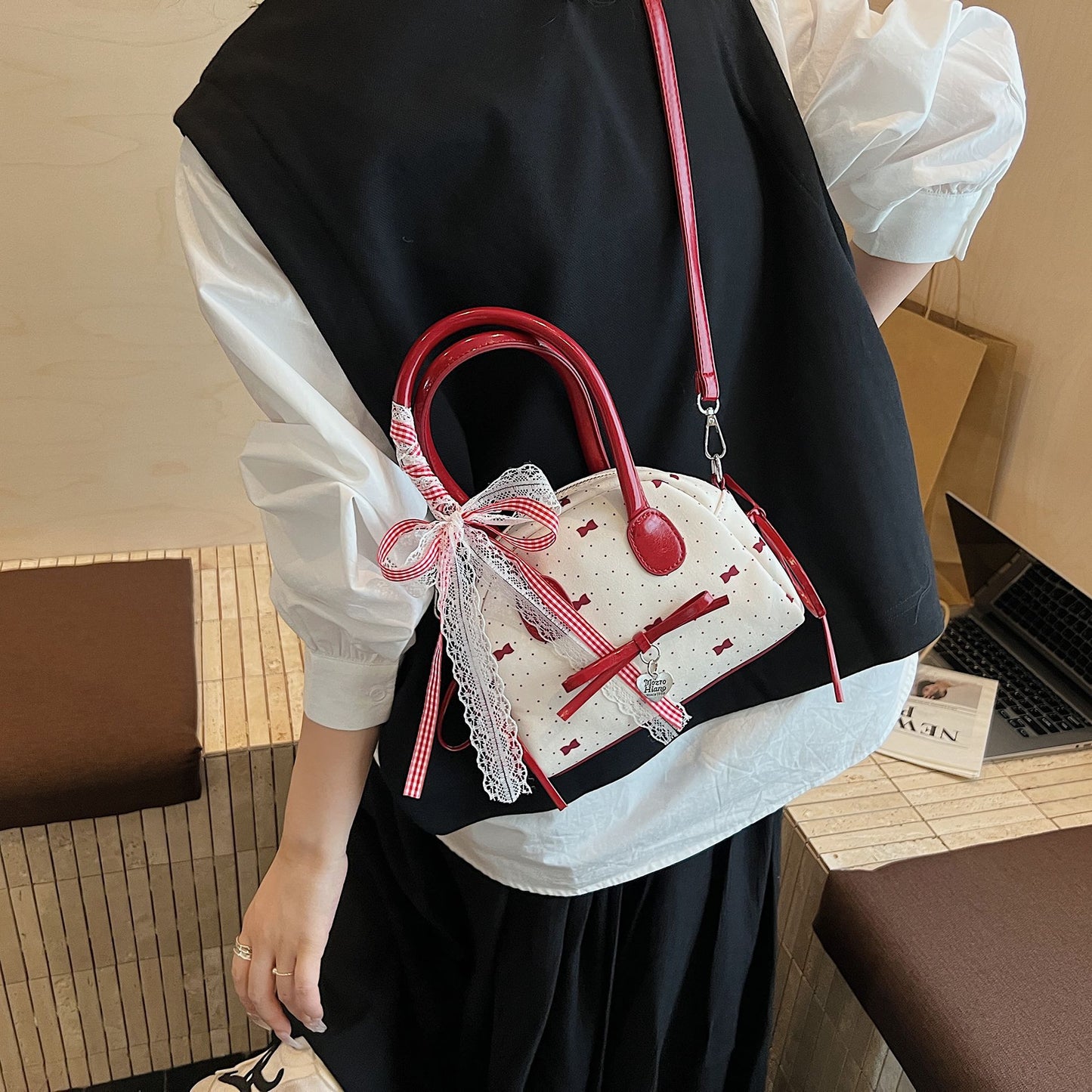 Small Bags For Women New Bags Bow Handbags Shoulder Bags Crossbody Bags Semi-Circular Handbags
