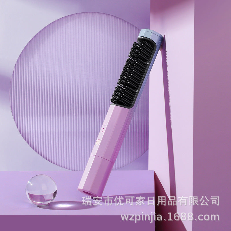 USB Rechargeable Hair Straightener Unlimited Straightening Comb Curly Hair Straightening Hair Straightener Travel Portable Straightening Comb