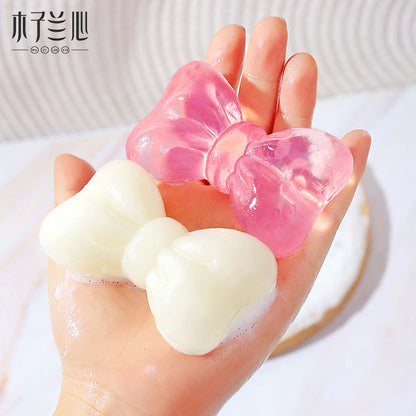 Bow Soap Handmade Soap Suet Soap Leave Fragrance Soap Creative Milk Soap Rose Face Bath Soap Cleaning Hand Gift