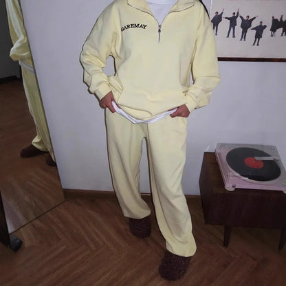 Casual Fashion Thickened Embroidered Long Sleeve Sweat Pants Two-piece Suit